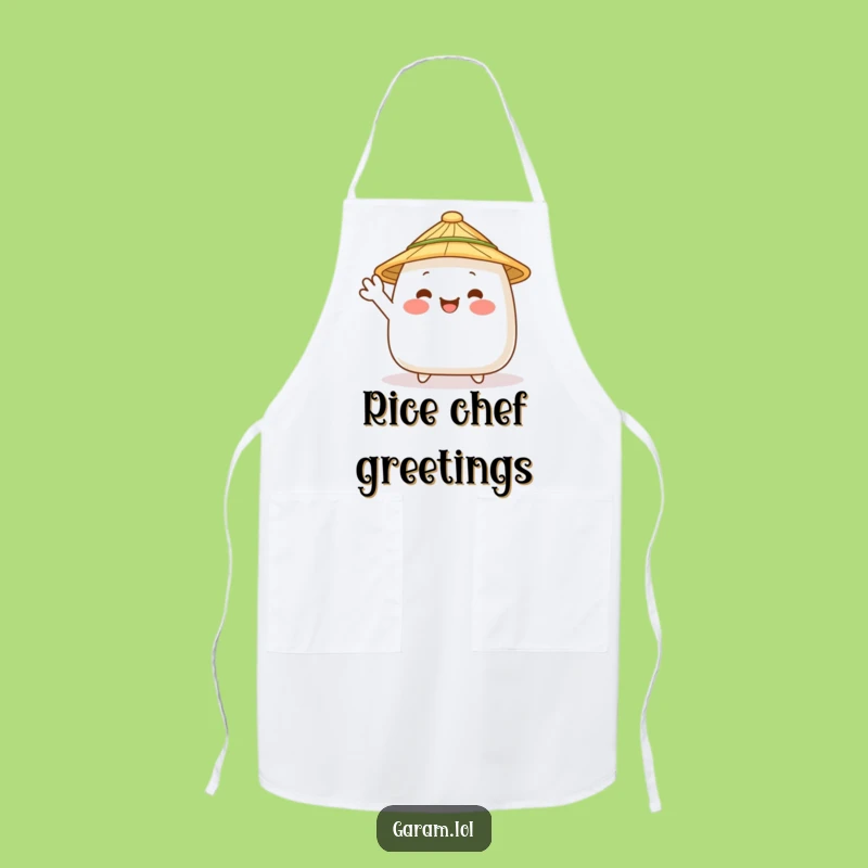 Funny Onigiri Waving Apron: Cook with Japanese Food Flair