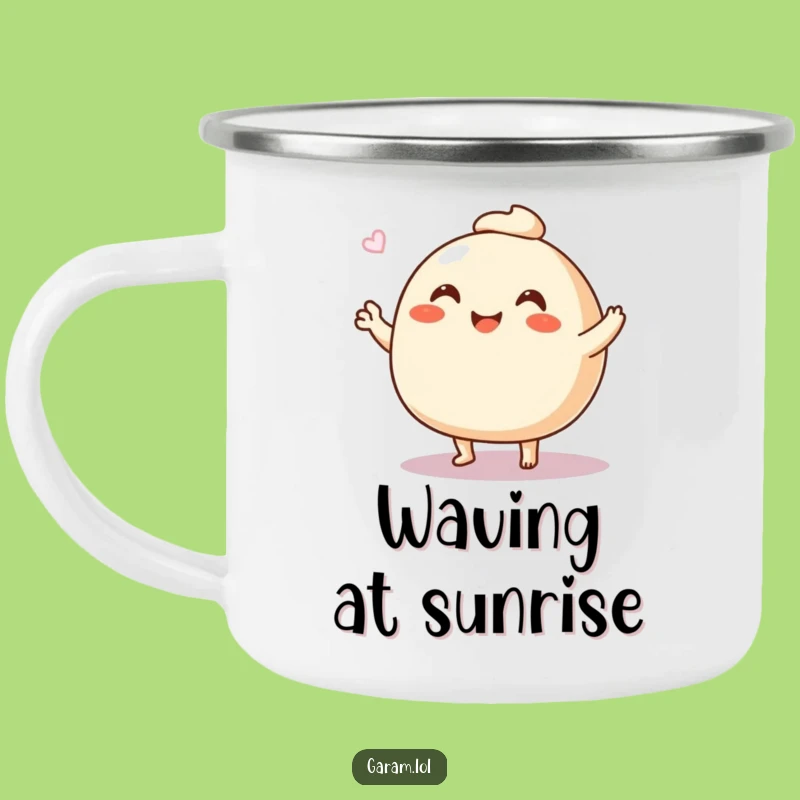 Funny Steamed Bun Camping Mug: Friendly Waves for Outdoor Adventures