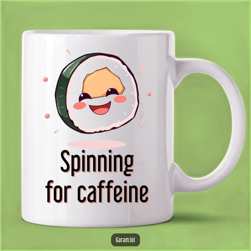 Funny Sushi Mug: Spinning with Glee, Perfect for Sushi Lovers