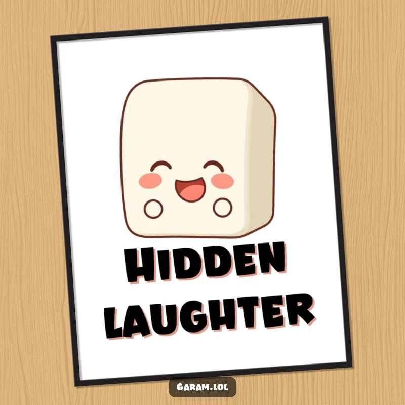 Funny bento box digital art print of a laughing bento box peeking out, ideal for instant wall decor.
