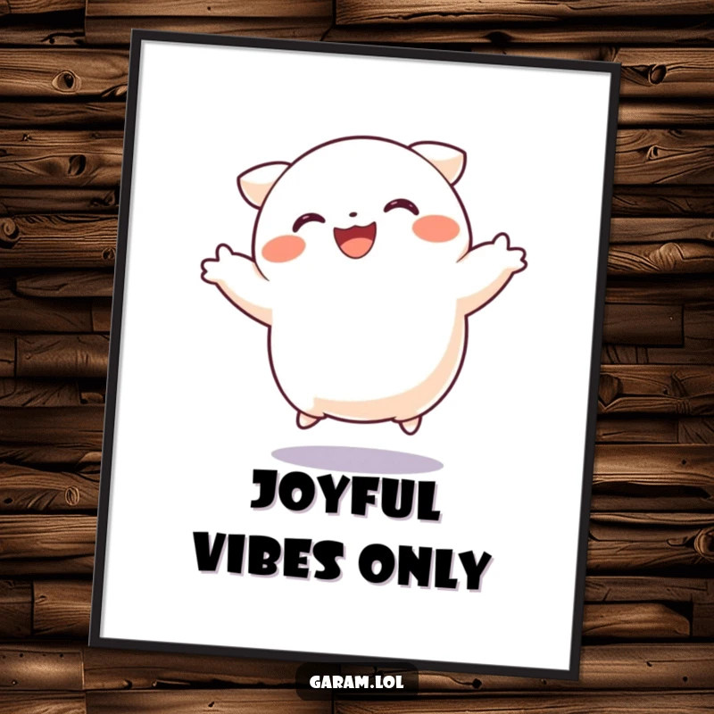 Funny dumpling digital art print of a happy dumpling leaping with joy, ideal for instant wall decor and cheerful ambiance.