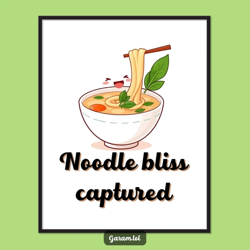 Funny Pho Noodle Slurping Digital Art: Instant Culinary Cheer for Walls