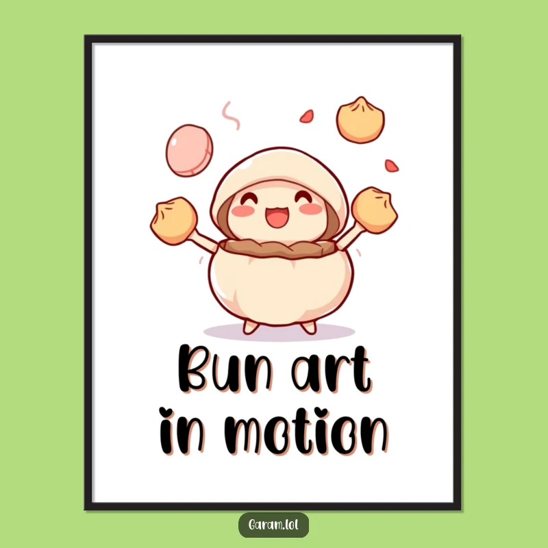 Funny Steamed Bun Juggling Digital Art: Instant Dim Sum Cheer