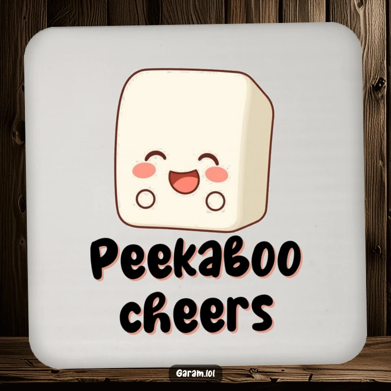 Funny bento box drink coasters displaying a laughing bento box peeking out, protecting surfaces with humor.