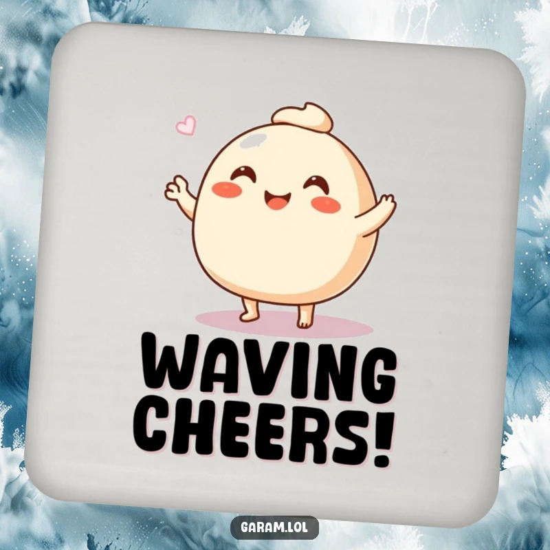 Funny steamed bun drink coasters featuring a cute bun waving hello with its little legs, adding charm to tables.