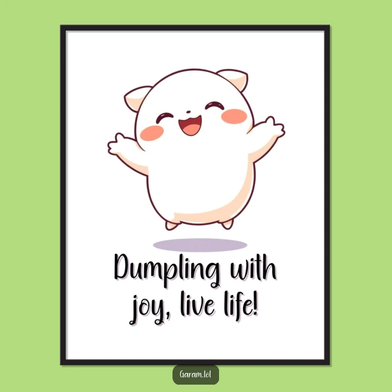 Funny Free Printable Dumpling Wall Art: Joyful Jump Downloadable Decor