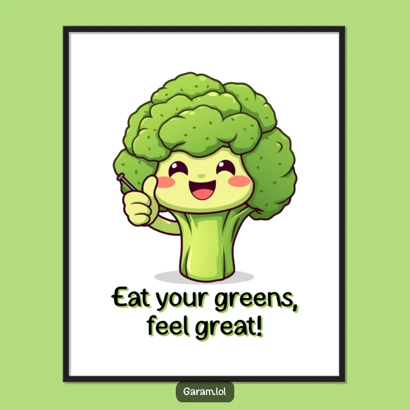 Free Printable Wall Art: Smiling Broccoli Thumbs Up - Humorous Downloadable Decor