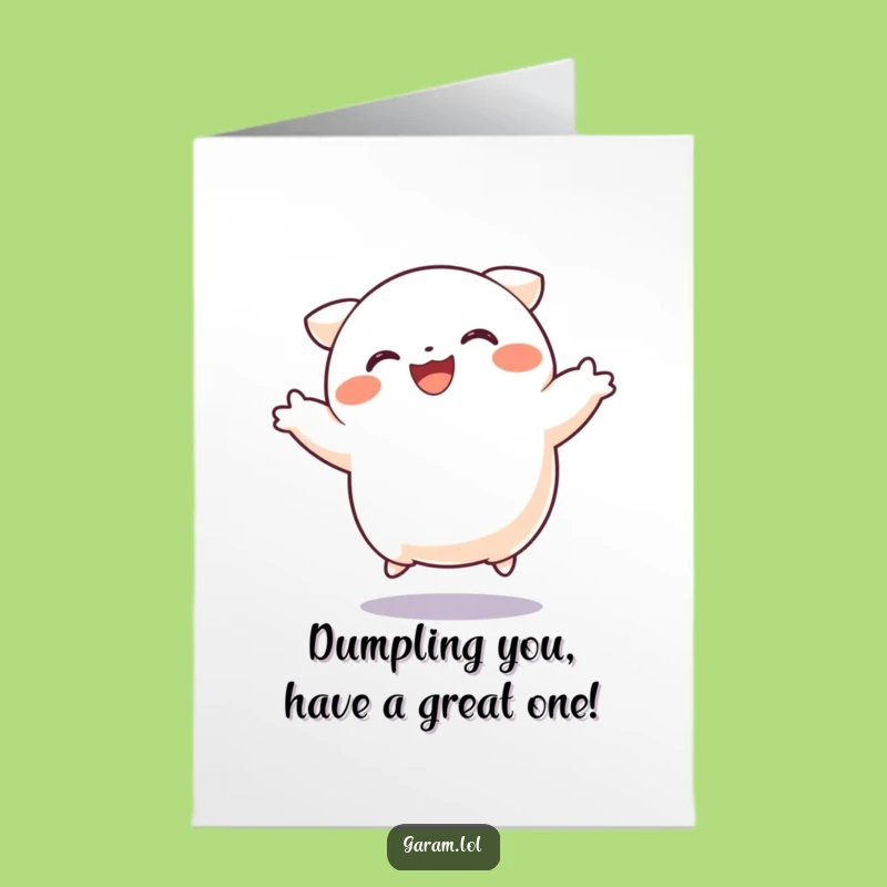 Free Printable Dumpling Birthday Card: Funny Jumps of Joy Downloadable Gift