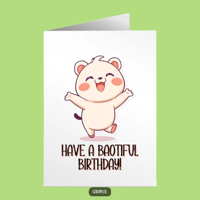 Free Printable Bao Birthday Card: Playful Skip Funny Downloadable