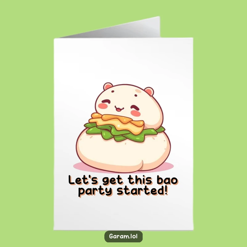 Free Printable Bao Bun Birthday Card: Funny Rolling Food Downloadable Gift