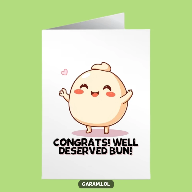 Free Printable Steamed Bun Congrats Card: Waving Joy Downloadable Gift