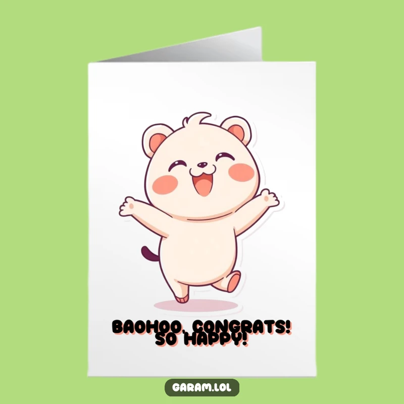 Free Printable Bao Congrats Card: Playful Skip Downloadable