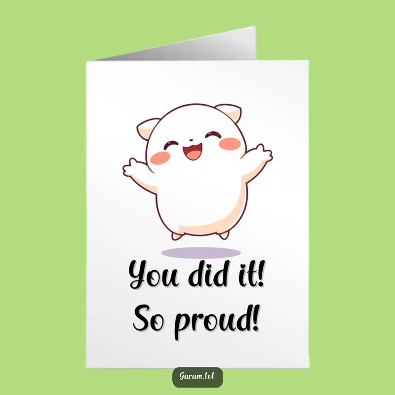 Free Printable Dumpling Congrats Card: Funny Jumping Excitement Downloadable