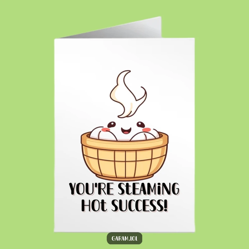Free Printable Dim Sum Congrats Card: Humorous Steamy Downloadable Gift