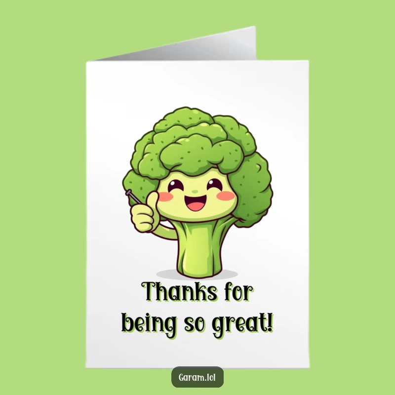 Free Printable Thank You Card: Broccoli Thumbs Up Gratitude - Easy Downloadable Gift