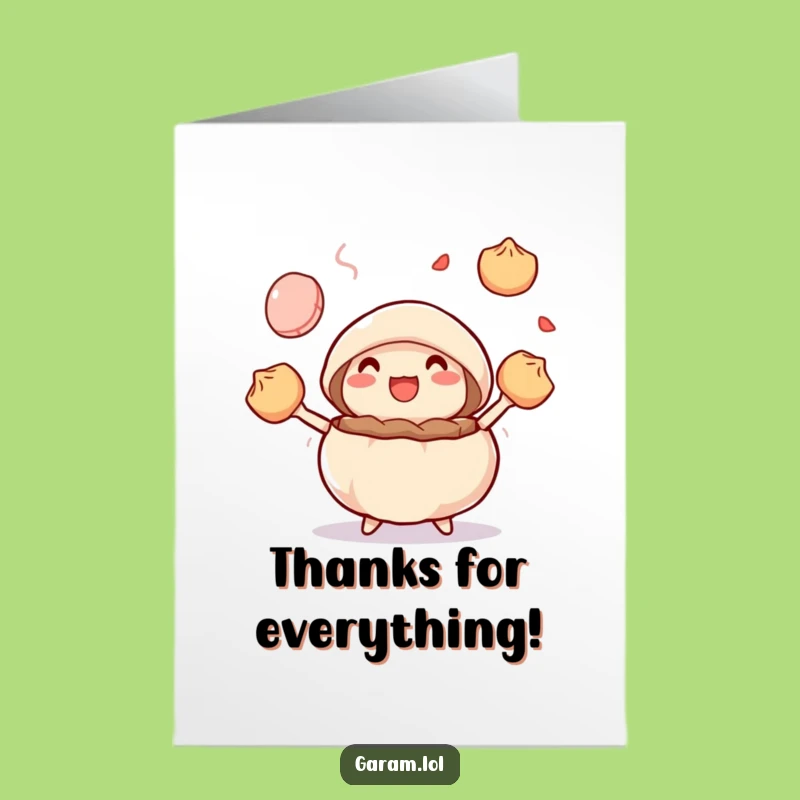 Free Printable Thank You Card: Juggling Bun & Dumplings Gratitude - Easy Downloadable Gift