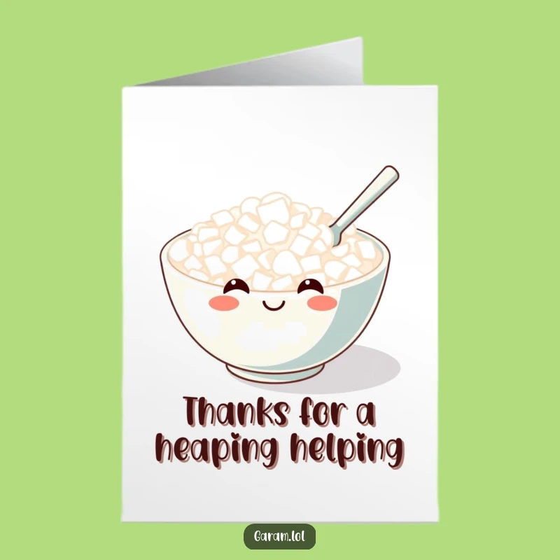 Free Printable Rice Bowl Thank You Card: Funny Foodie Downloadable Gift
