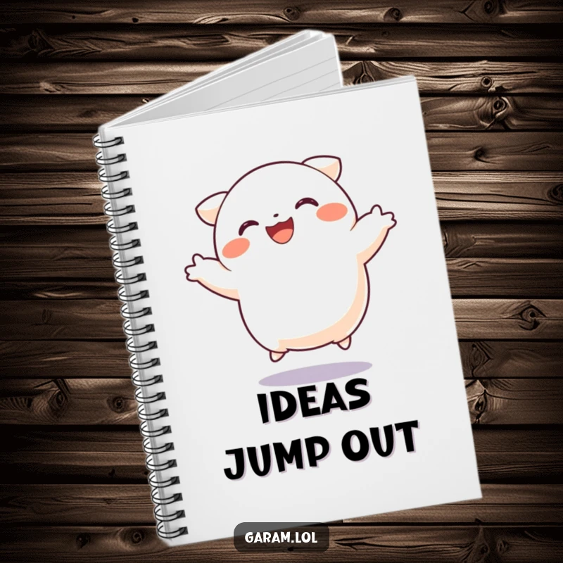 Funny dumpling notebook with a cheerful, jumping dumpling design, perfect for notes, sketches, and daily planning with humor.