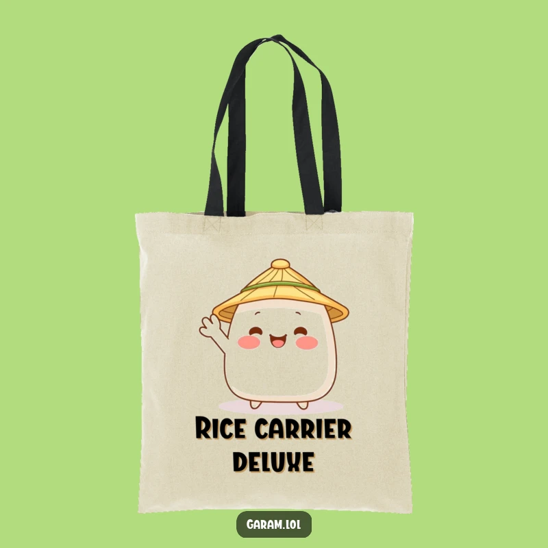 Funny Onigiri Waving Tote Bag: Carry Your Japanese Food Love