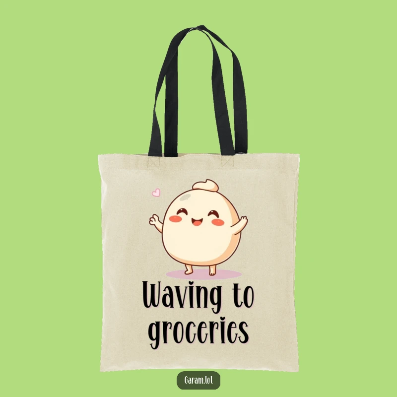 Funny Steamed Bun Tote Bag: Carry Smiles with This Waving Friend